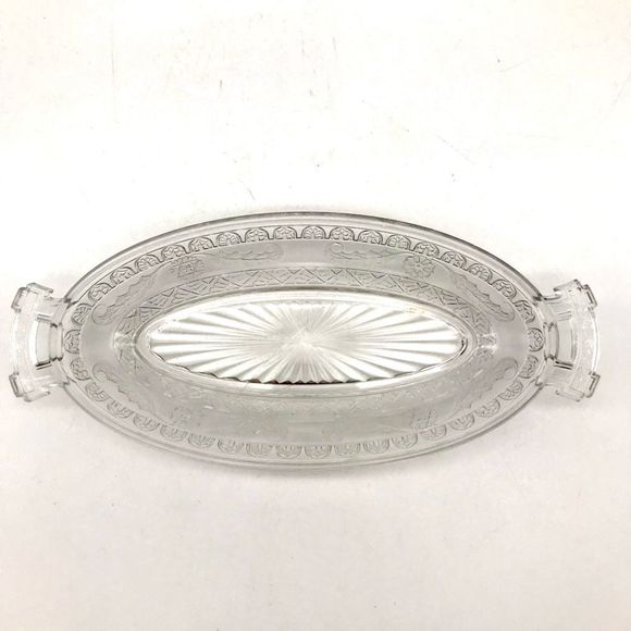 Vintage Jeanette Small Pressed Glass Tray Candy Trinkets - Picture 1 of 12